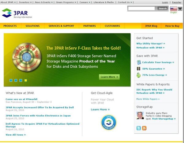 Скриншот сайта компании 3PAR
