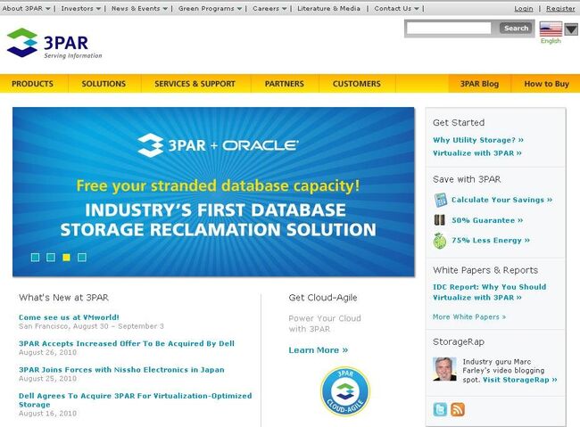 Скриншот сайта компании 3PAR