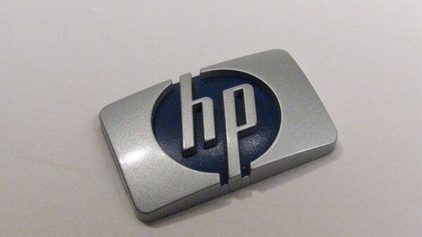 Фотография логотипа Hewlett-Packard. Архив