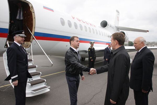 Президент РФ Дмитрий Медведев прибыл в Воронеж. Архив