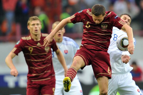 Игровой момент матча Россия – Словакия