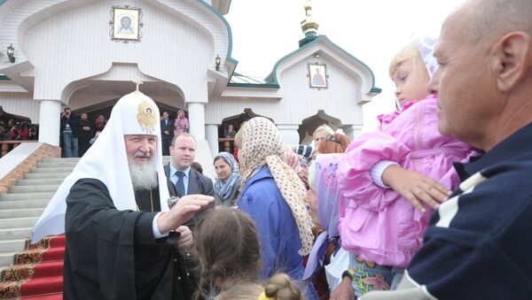 Патриарх Кирилл во время поездки на Дальний Восток