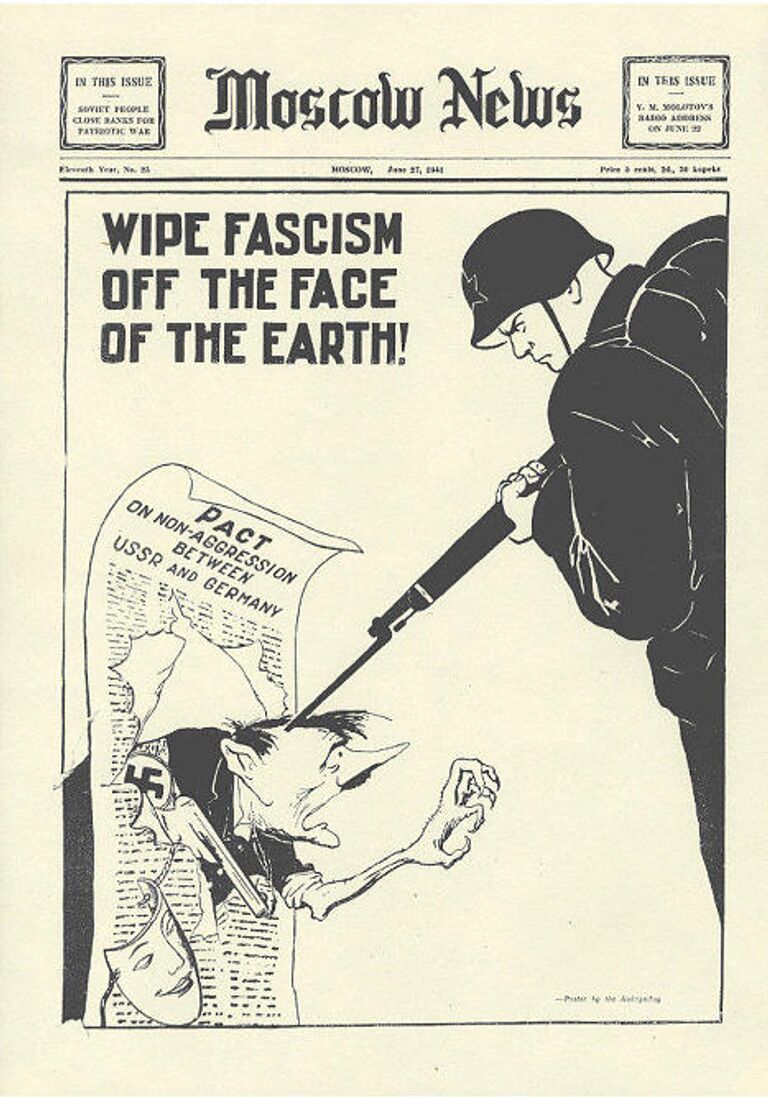 Обложка газеты Moscow News за 27 июня 1941 года
