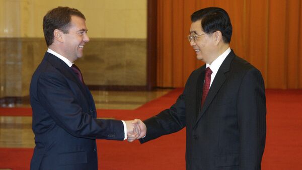 Встреча президента РФ Дмитрия Медведева с председателем КНР Ху Цзиньтао