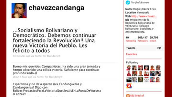 Скриншот страницы Уго Чавеса в сети Твиттер