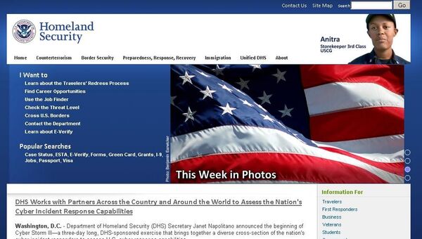 Сайт Министерства внутренней безопасности США