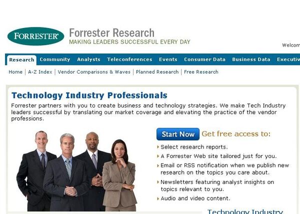 Сайт исследовательской компании Forrester Research