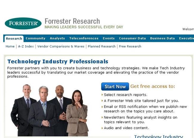 Сайт исследовательской компании Forrester Research