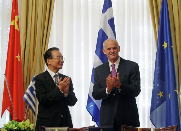 Премьер Госсовета КНР Вэнь Цзябао и премьер-министр Греции Йоргос Папандреу
