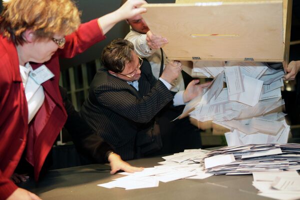 Подсчет голосов на выборах в Латвии