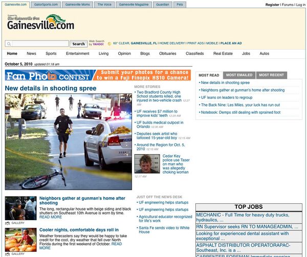 Скриншот страницы сайта Gainesville.com