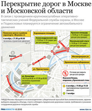 Перекрытие дорог в Москве и Московской области
