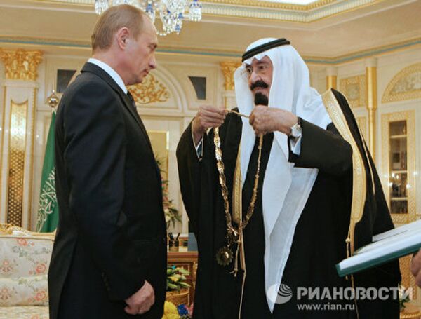 Король Саудовской Аравии Абдалла и Владимир Путин