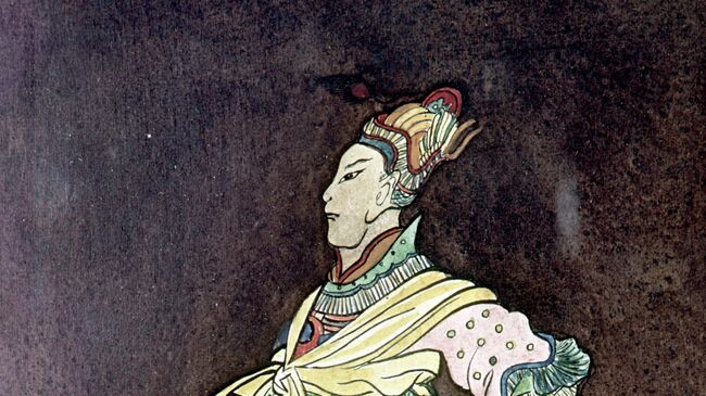 Репродукция рисунка Хан Батый на китайской вазе