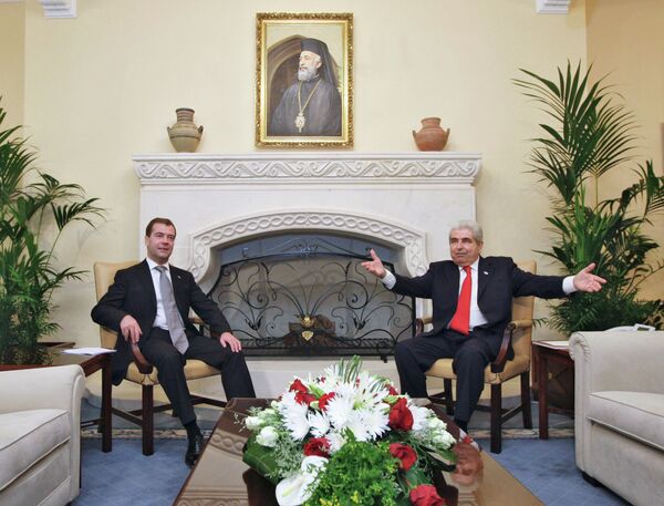 Президент РФ Д.Медведева и президент Кипра Д.Христофиас