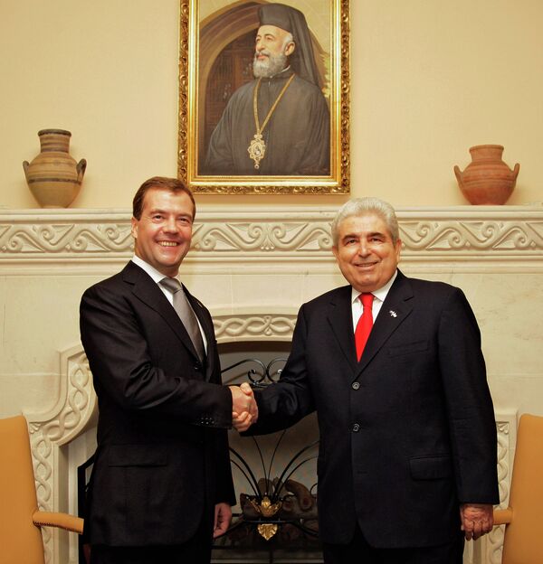 Президент РФ Д.Медведева и президент Кипра Д.Христофиас