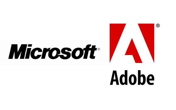 Логотипы Microsoft и Adobe Systems