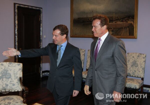 Президент РФ Д.Медведев и губернатор Калифорнии А.Шварценеггер