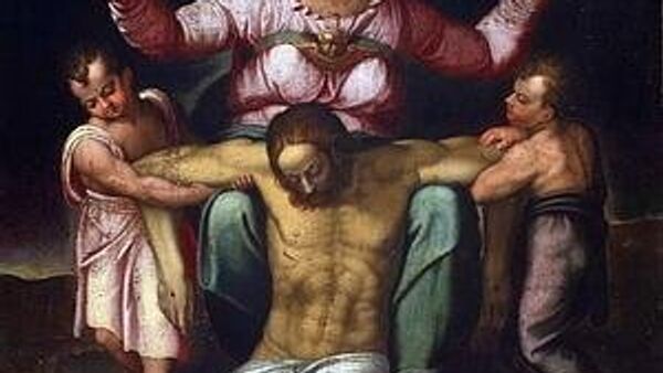 Картина Микеланджело Буонарроти с изображением Мадонны, оплакивающей Христа