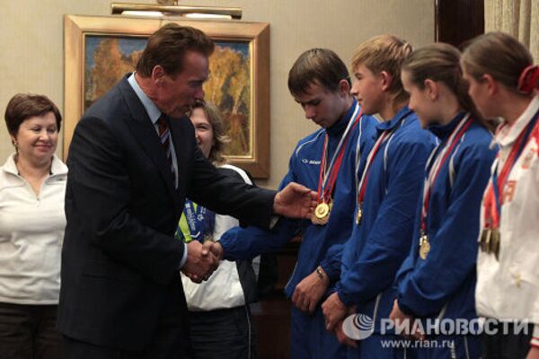 Встреча А. Шварцнеггера с членами национальной сборной России по специальной олимпиаде
