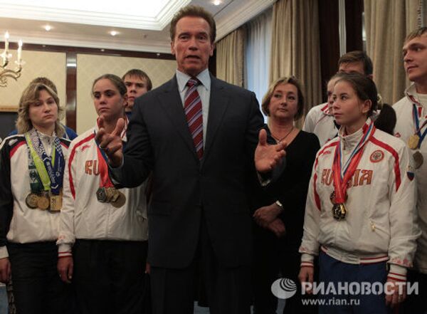 Встреча А. Шварцнеггера с членами национальной сборной России по специальной олимпиаде