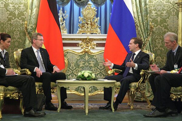 Президент РФ Д.Медведев принял в Кремле президента ФРГ К.Вульфа