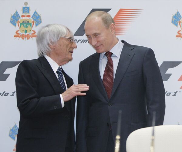 Бернард Экклстоун и Владимир Путин (слева направо). Архив