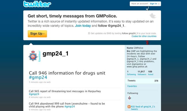 Скриншот страницы британской полиции в сети Twitter