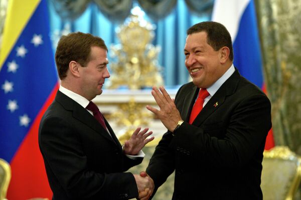 Президент РФ Д.Медведев провел в Кремле переговоры с президентом Венесуэлы Уго Чавесом