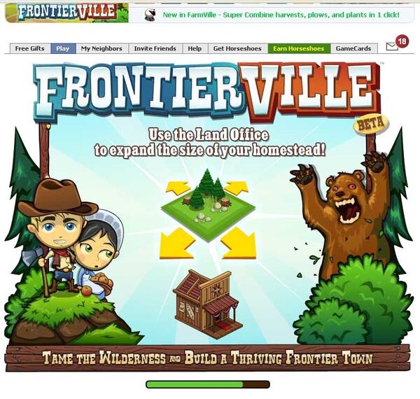 Игра FrontierVille в соцсети Facebook