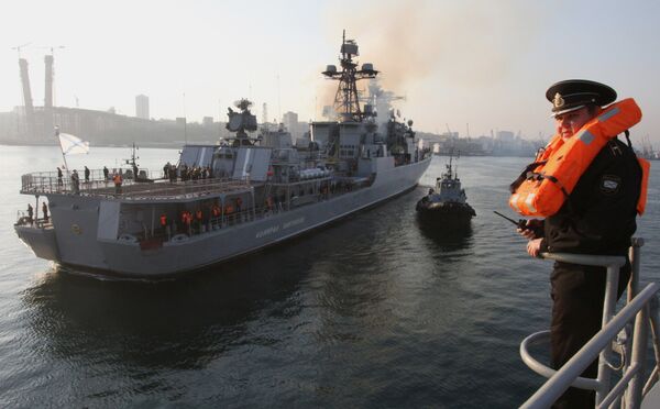 Возвращение большого противолодочного корабля Тихоокеанского флота “Адмирал Пантелеев” во Владивосток