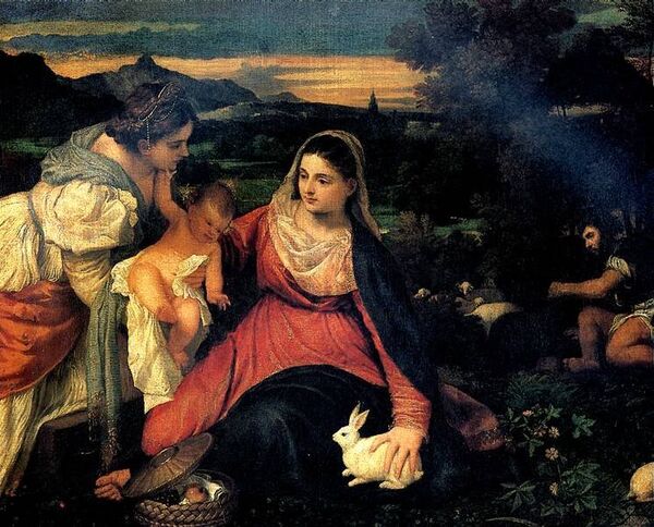 Картина Тициана Мадонна с младенцем и святой Екатериной (Мадонна с кроликом)