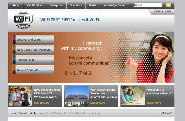 Сайт организации Wi-Fi Alliance