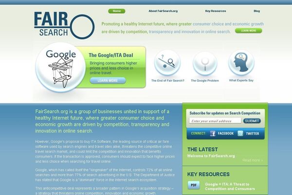 Сайт коалиции крупнейших туристических онлайн-ресурсов FairSearch.org