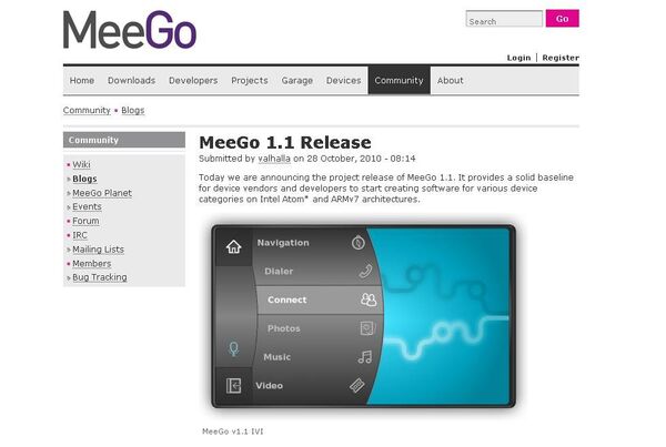 Вышел новый релиз мобильной операционной системы MeeGo