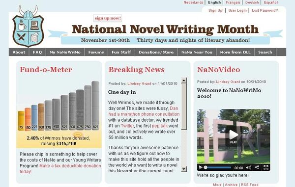 Сайт акции National Novel Writing Month