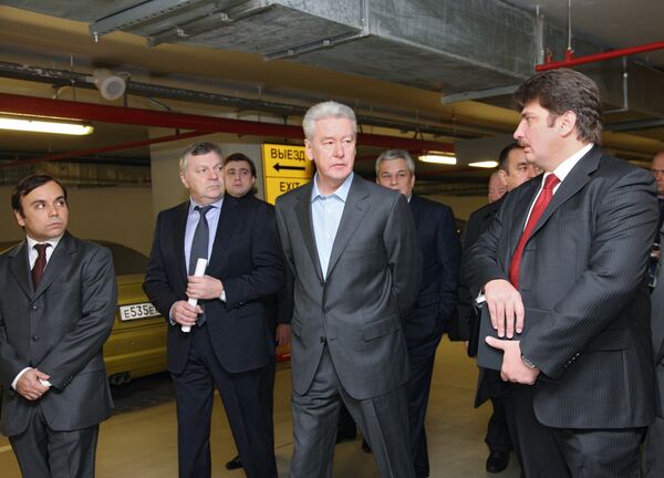 Мэр Москвы С.Собянин посетил один из центральных подземных паркингов столицы. Архив