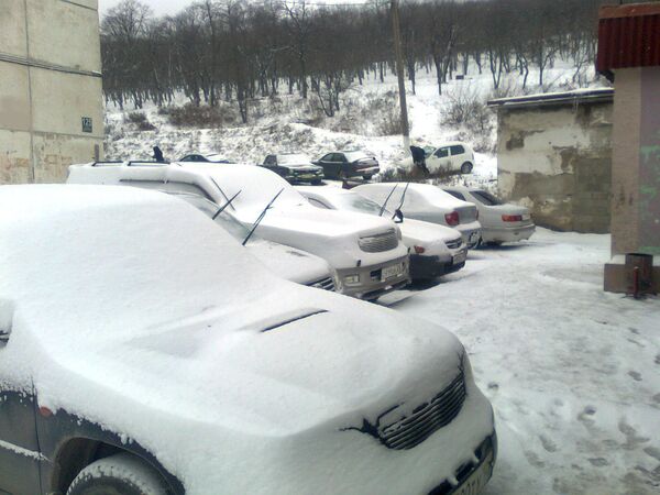 Первый снег и гололед во Владивостоке