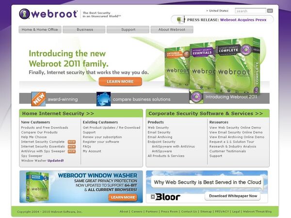 Сайт компании WebRoot
