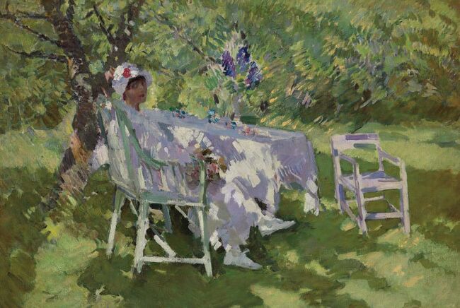 Константин Коровин, Девушка в белом, сидящая в саду, ок. 1915 г. 