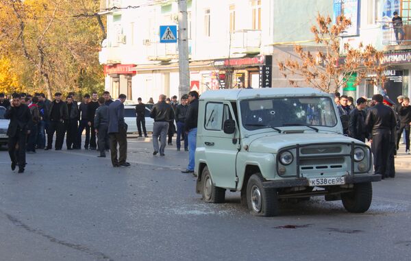 Нападение на милиционеров в городе Махачкала в Дагестане
