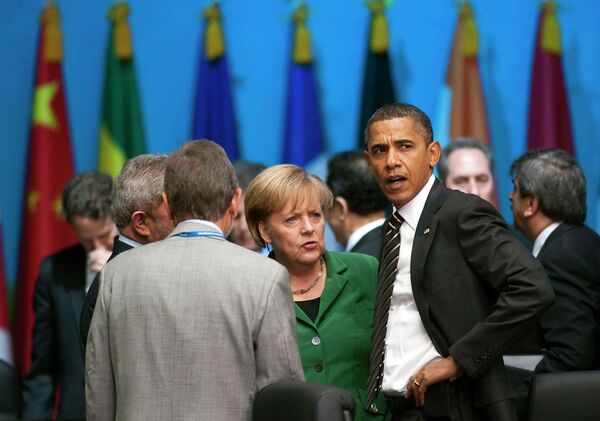 Барак Обама и Ангела Меркель на саммитте G20 в Сеуле