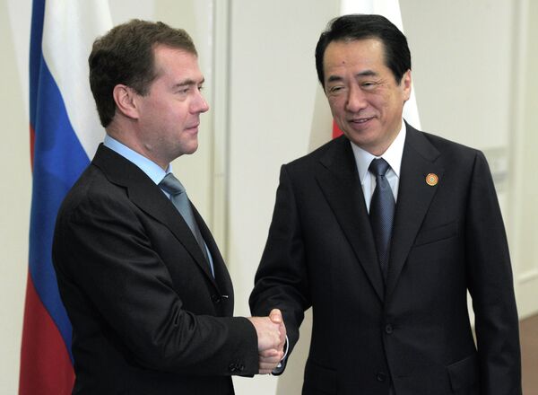 Президент РФ Д.Медведев побеседовал с премьер-министром Японии Н.Каном