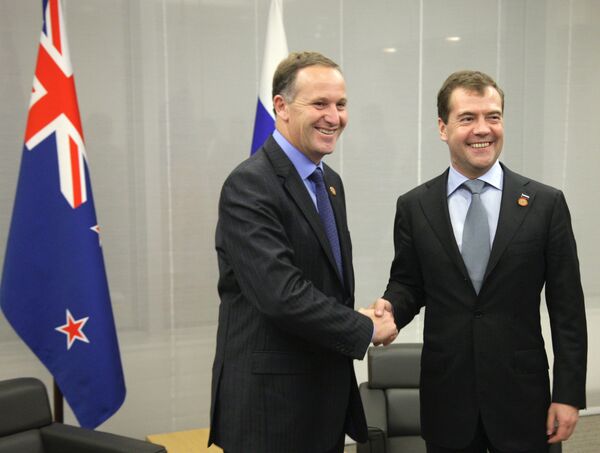 Президент РФ Д.Медведев побеседовал с премьер-министром Новой Зеландии Джоном Ки