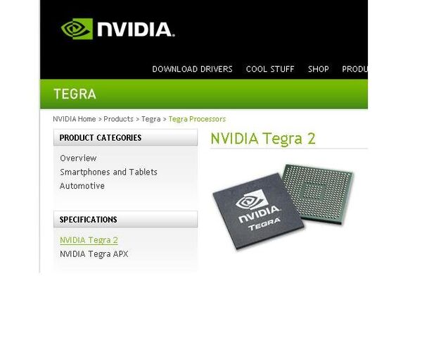 Раздел сайта компании Nvidia, посвященный процессору Tegra 2