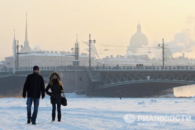 Сильные морозы в Санкт-Петербурге