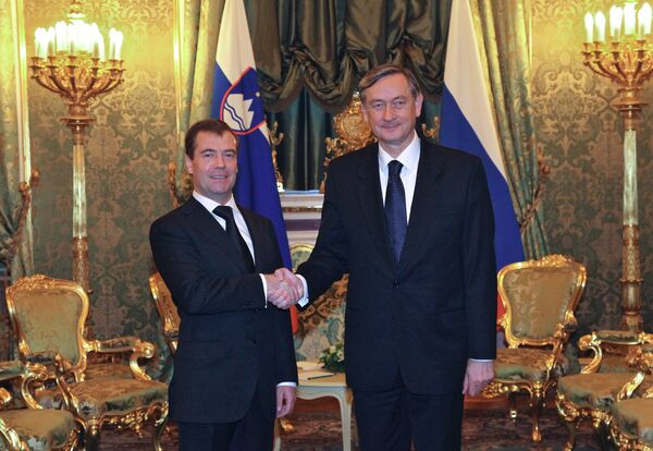Президенты РФ и Словении Д.Медведев и Д.Тюрк