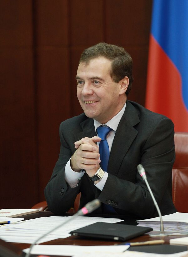Президент РФ Дмитрий Медведев провел видеоконференцию