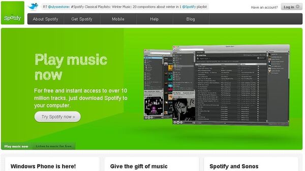 Сервис, предоставляющий возможность прослушивать музыку в потоковом режиме, Spotify 