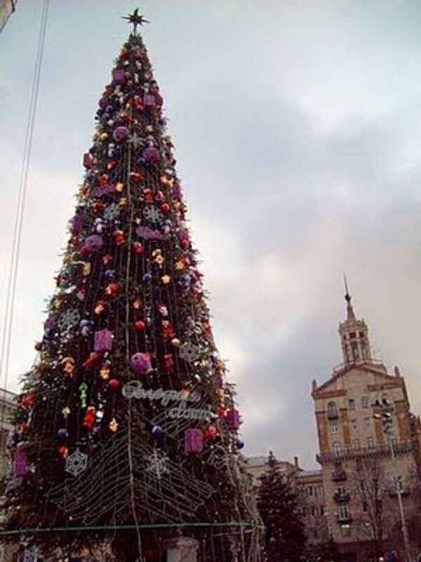 В Киеве ставят елку